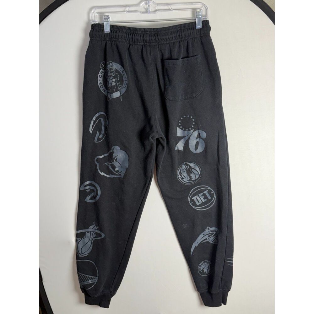 NBA Black All Team Logo Jogger Sweatpants M Medium Basketball